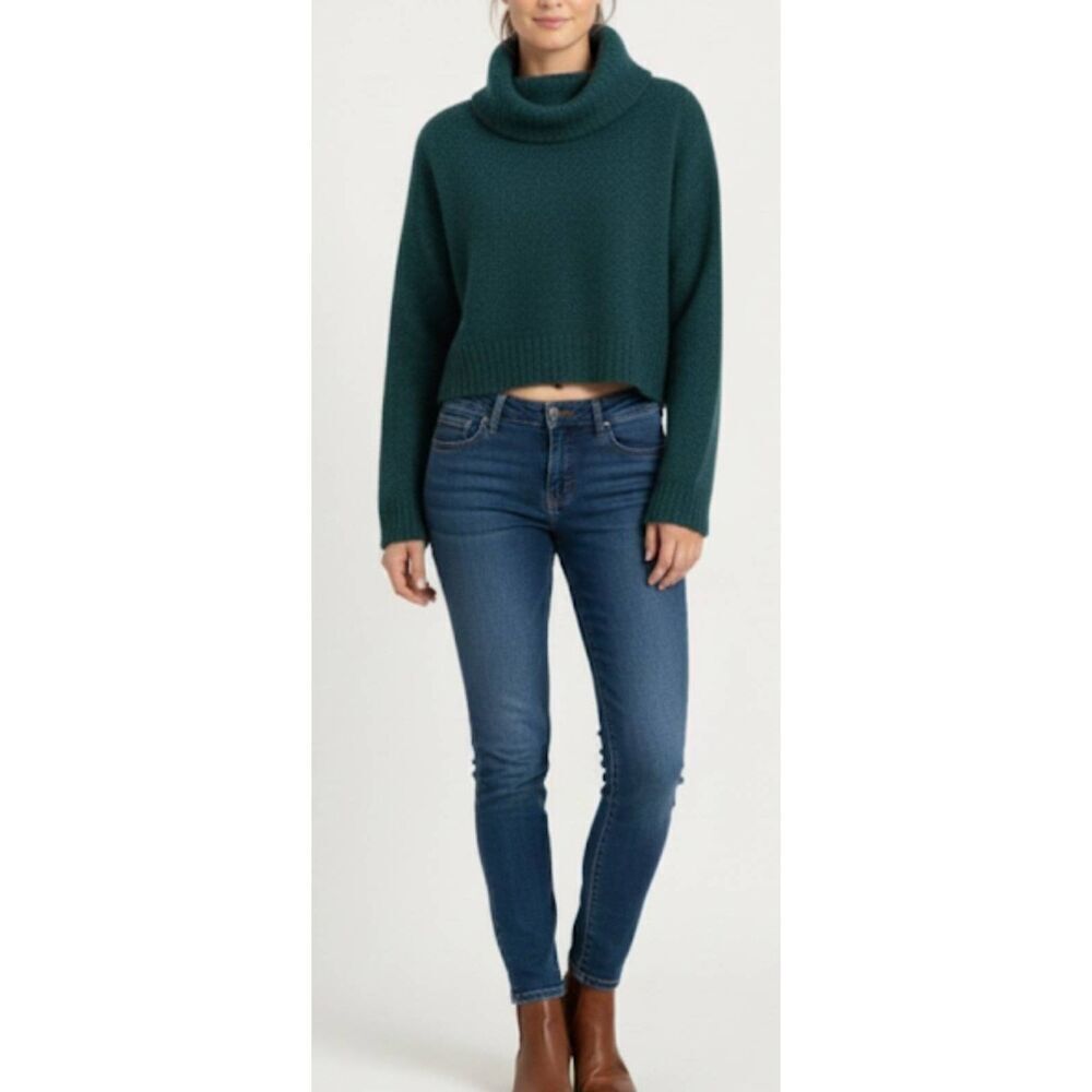 & other stories womens small teal green sweater soft alpaca wool mockneck chic